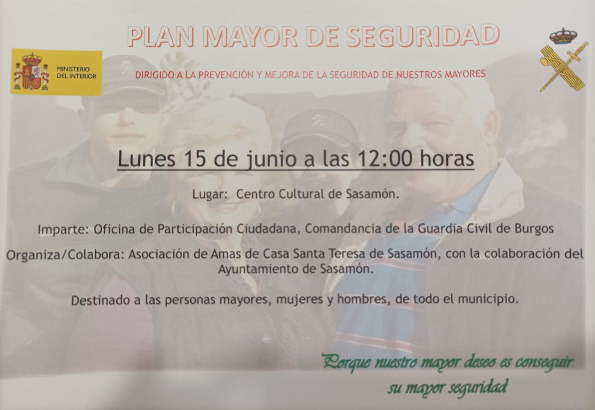 Plan Mayor de Seguridad dirigido a la prevención y mejora de la seguridad de nuestros mayores