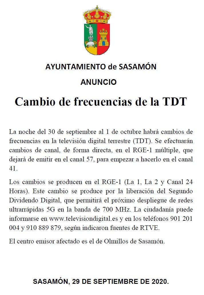 CAMBIO DE FRECUENCIAS DE LA TDT